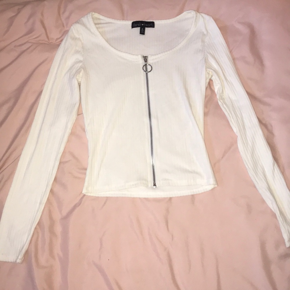Super cute Zip-Up White Top